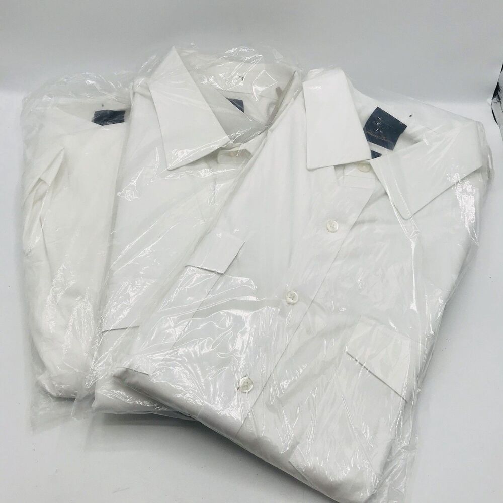 NETJETS Brooks Brothers White Sz 17 Regular Short Sleeve Lot Of 3